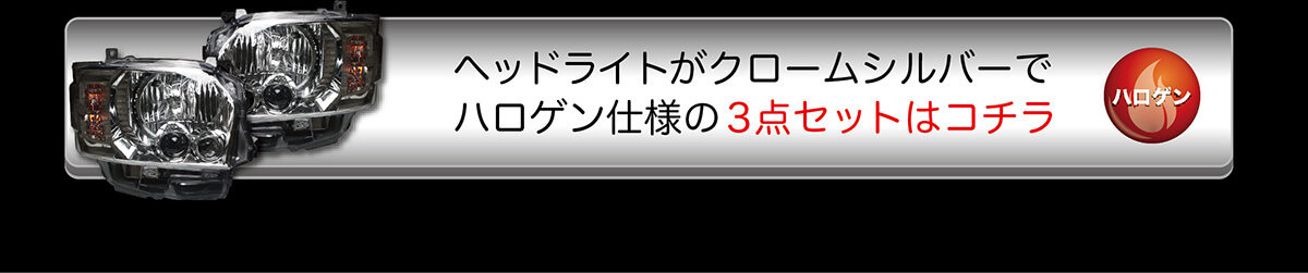 ヘッドライトがクロームシルバーでハロゲン仕様の3点セット